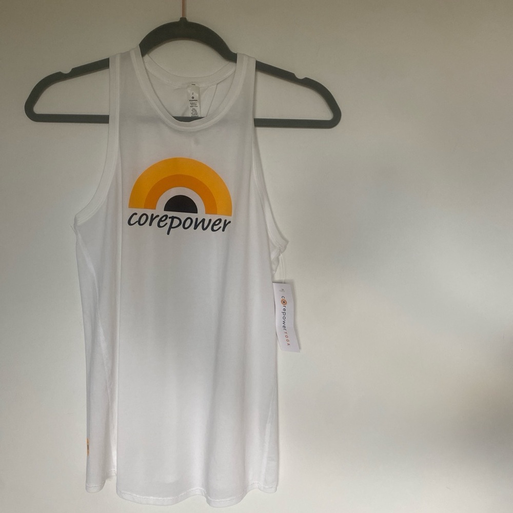 Lululemon yoga’s White Tank Top with Yellow Graphic new sz s